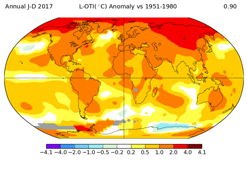 2017 global temperature map